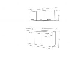 Bucatarie Ronda, Antracit/Alb, L 150 cm