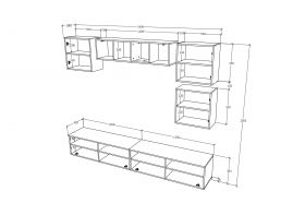 Living Haga V17, Antracit/Stejar Wotan, L 240 cm