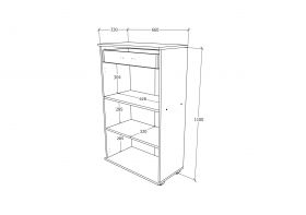 Pantofar Como, 1 Sertar, 2 Usi, Antracit/Alb, L 66 x l 35 x H 110 cm