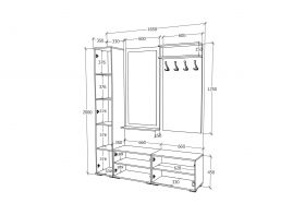 Set Hol Como V7, Antracit/Alb, L 165 cm