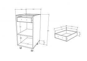 Corp Baza Karo, 1 Sertar, 1 Usa, Lemn Natural/Alb, 40 x 50 x 80 cm