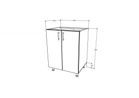 Corp Baza Karo, 2 Usi, Lemn Natural/Alb, 60 x 50 x 80 cm