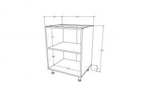 Corp Baza Karo, 2 Usi, Lemn Natural/Alb, 60 x 50 x 80 cm