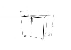 Corp Baza Karo, 2 Usi, Stejar Bronz/Alb, 80 x 50 x 80 cm