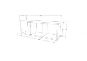 Etajera Lira, 3 Casete, 25mm, Lemn Natural, 113 x 40 x 30 cm