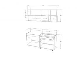 Bucatarie Roma, Lemn Natural/Alb, L 160 cm