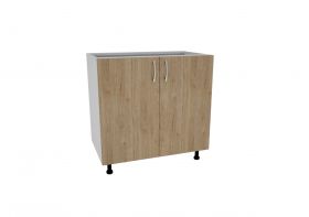 Corp Baza Karo, 2 Usi, Lemn Natural/Alb, 80 x 50 x 80 cm