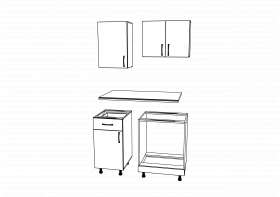 Set Bucatarie Karo V1, Alb, Blat Thermo 28 mm, L 100 cm