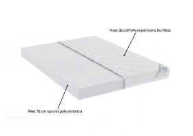 Saltea cu spumă poliuretanică Somnart HypoallergenicMed Bumbac 90x200, înălțime 16 cm, hipoalergenică, husă cu fermoar, rulată, fermitate medie