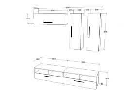 Living Kos V10, Antracit/Stejar Artisan, L 190 cm