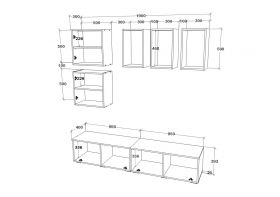 Living Kos V8, Negru/Alb Lucios, MDF, L 190 cm