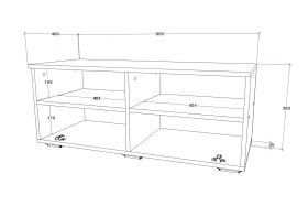 Comoda Kos, O Usa, 2 Polite, Negru/Alb Lucios, MDF, 95 x 40 x 39 cm