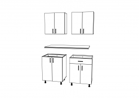 Set Bucatarie Karo V2, Stejar Sonoma Inchis/Alb, Blat Thermo 28 mm, L 120 cm