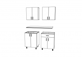 Set Bucatarie Karo V2, Lemn Natural/Alb, Blat Thermo 28 mm, L 120 cm