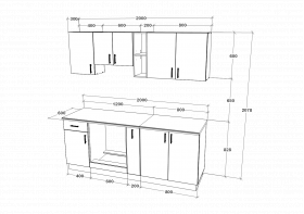 Set Bucatarie Karo V11, Antracit/Alb, Blat Thermo 28 mm, L 200 cm