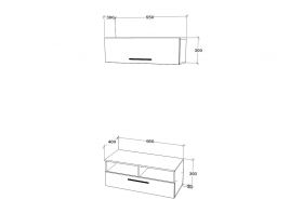 Living Kos V11, Negru/Alb Lucios, MDF, L 95 cm