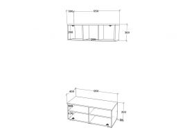 Living Kos V11, Negru/Alb Lucios, MDF, L 95 cm