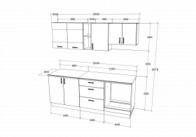 Set Bucatarie Karo V12, Antracit/Alb, Blat Thermo 28 mm, L 200 cm