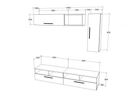 Living Kos V13, Antracit/Stejar Artisan, L 190 cm