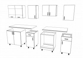 Set Bucatarie Karo V13, Antracit/Alb, Blat Thermo 28 mm, L 220 cm