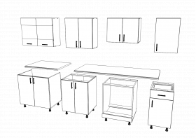 Set Bucatarie Karo V15, Stejar Sonoma Inchis/Alb, Blat Thermo 28 mm, L 240 cm