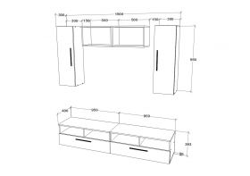 Living Kos V16, Antracit/Stejar Artisan, L 190 cm