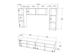 Living Kos V16, Antracit/Stejar Artisan, L 190 cm