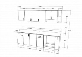 Set Bucatarie Karo V17, Antracit/Alb, Blat Thermo 28 mm, L 240 cm