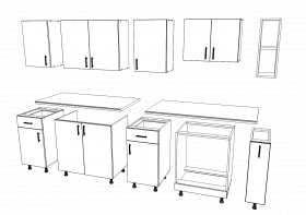 Set Bucatarie Karo V17, Stejar Sonoma Inchis/Alb, Blat Thermo 28 mm, L 240 cm