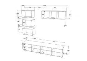 Living Kos V17, Negru/Alb Lucios, MDF, L 190 cm