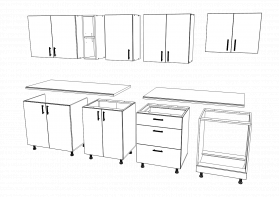 Set Bucatarie Karo V18, Antracit/Alb, Blat Thermo 28 mm, L 260 cm