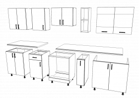 Set Bucatarie Karo V19, Antracit/Alb, Blat Thermo 28 mm, L 260 cm