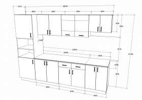 Set Bucatarie Karo V23, Stejar Sonoma Inchis/Alb, Blat Thermo 28 mm, L 280 cm