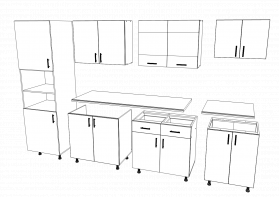 Set Bucatarie Karo V23, Lemn Natural/Alb, Blat Thermo 28 mm, L 280 cm