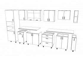 Set Bucatarie Karo V29, Stejar Sonoma Inchis/Alb, Blat Thermo 28 mm, L 320 cm