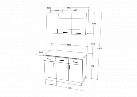 Set Bucatarie Karo V3, Stejar Sonoma Inchis/Alb, Blat Thermo 28 mm, L 120 cm