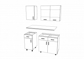Set Bucatarie Karo V3, Stejar Sonoma Inchis/Alb, Blat Thermo 28 mm, L 120 cm