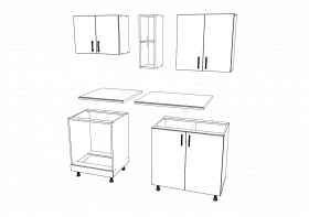 Set Bucatarie Karo V4, Lemn Natural/Alb, Blat Thermo 28 mm, L 140 cm