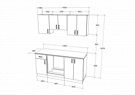 Set Bucatarie Karo V6, Antracit/Alb, Blat Thermo 28 mm, L 160 cm
