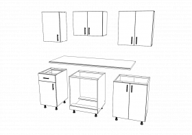 Set Bucatarie Karo V6, Antracit/Alb, Blat Thermo 28 mm, L 160 cm