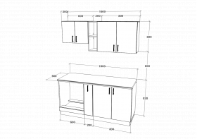Set Bucatarie Karo V7, Antracit/Alb, Blat Thermo 28 mm, L 160 cm