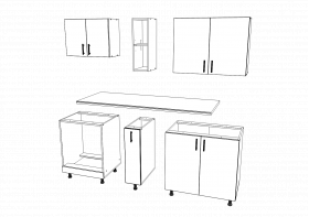 Set Bucatarie Karo V7, Antracit/Alb, Blat Thermo 28 mm, L 160 cm