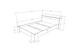 Pat Pedro, 200 x 140 cm, saltea spuma inclusa, Stejar Bronz/Lemn Natural