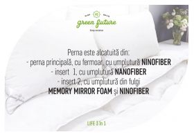 Perna Life 3 in 1, umplutura Nanofibra si fulgi Memory, 50x70 cm