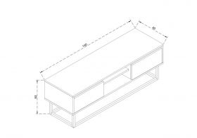 Comoda TV Laxus, Almaren, 140x40x50 cm, maro/negru