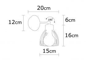 Aplica de perete, Kemah - N-1238, Alby, 15 x 24 cm, 1 x E27, 40W, negru