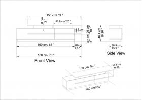 Comoda TV, Decorotika, Pia, 180 x 46.4 x 38.9 cm, pal melaminat, nuc/alb