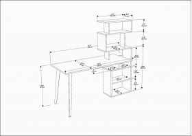 Birou, Retricy, Vina, 133x55x146.4 cm, PAL, Alb