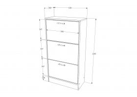 Pantofar Rin, 3 Usi, Alb, 63 x 30 x 120 cm