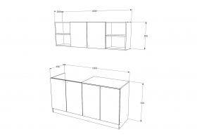 Set Bucatarie Sena, Stejar Wotan/Alb, L 160 cm